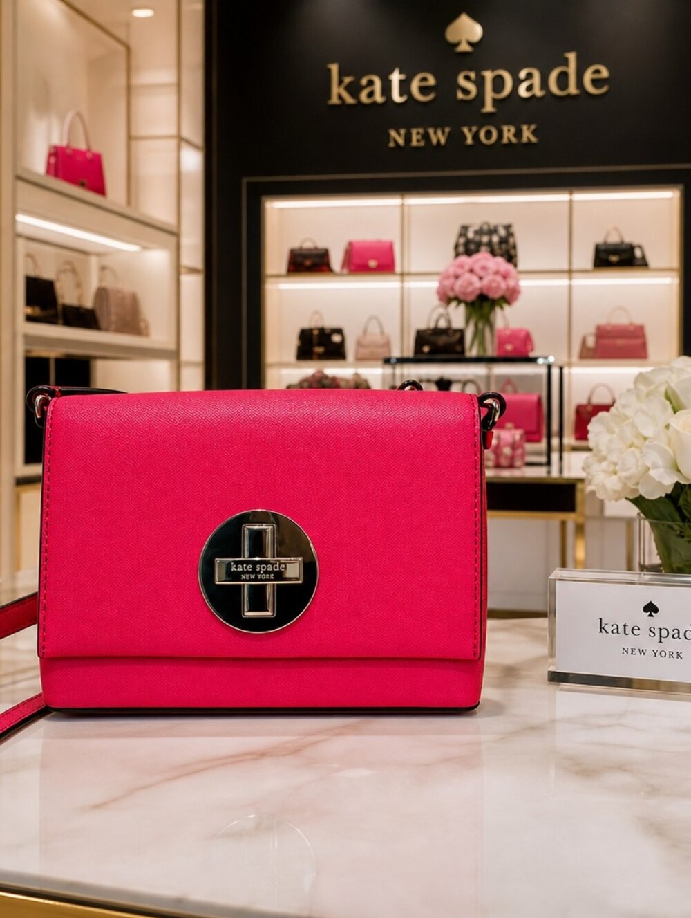 Kate Spade Newbury Lane Sally Crossbody Bag – Pink Saffiano Leather (EUC)